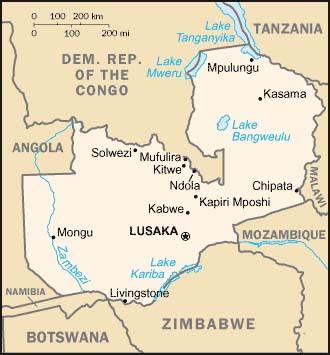 Zambia map