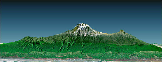 Composite satellite image side view of Kilimanjaro