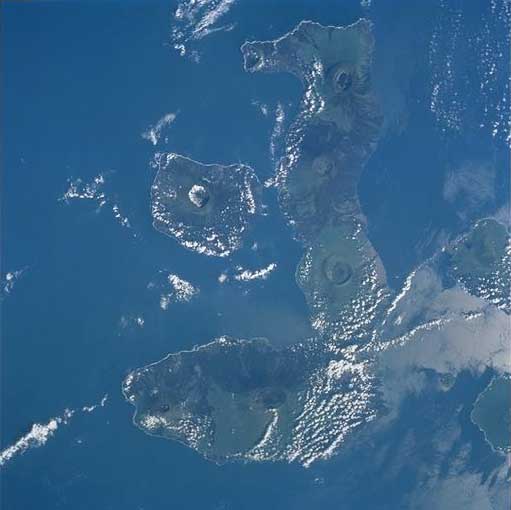 image of Isabela Island from the space shuttle